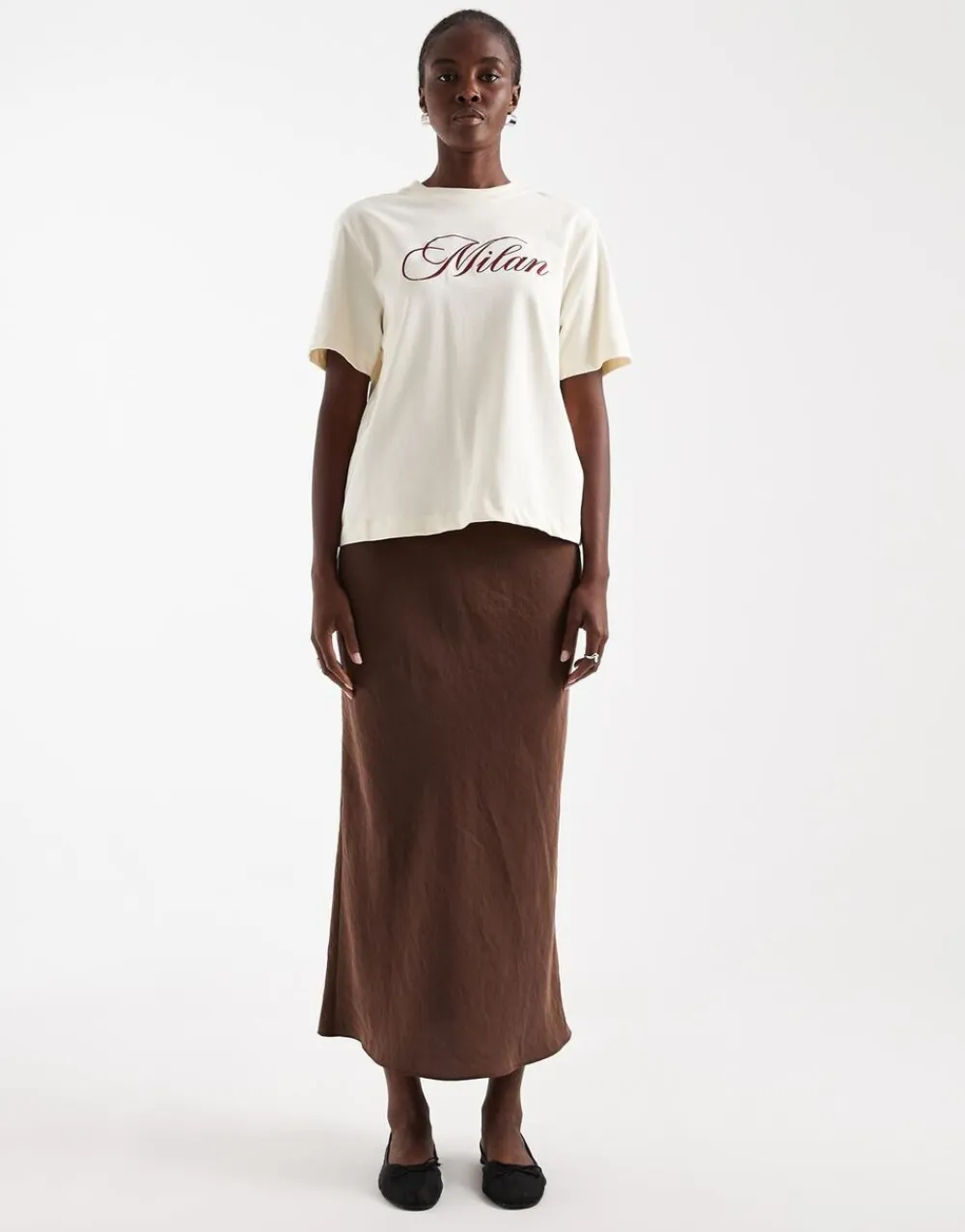 Topshop TSISA BIAS MIDI SKIRT WVN Chocolate brown Discount