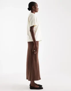 Topshop TSISA BIAS MIDI SKIRT WVN Chocolate brown Discount