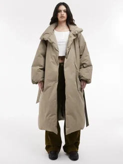 Topshop TSJULIA BELTED PUFFER JACKET Beige Outlet