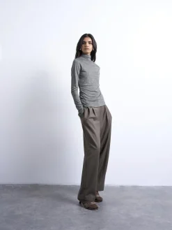 Topshop TSMILLA LS FUNNEL NECK TOP - WOOL Light gray Online