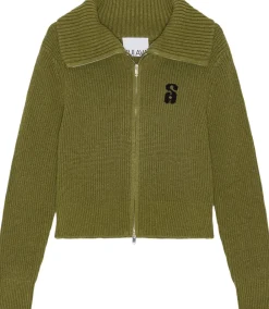 SUI AVA Two-Way Zip Wool Knit Army green Sale