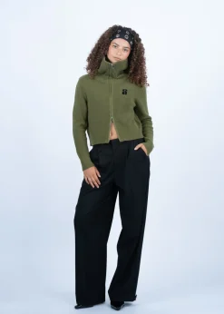 SUI AVA Two-Way Zip Wool Knit Army green Sale