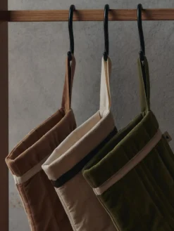 Ferm Living Vari Quilted Christmas Stocking - Velvet - Khaki Outlet