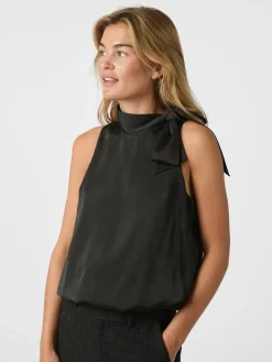 Neo Noir Veda Drapy Satin Top Black New