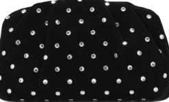 MANGO Velvet strass clutch Black