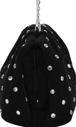 MANGO Velvet strass clutch Black