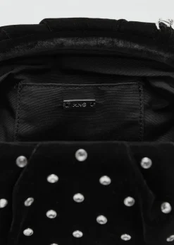 MANGO Velvet strass clutch Black