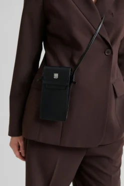 Second Female Verla Leather Phone Bag Black Clearance