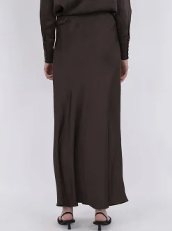 Neo Noir Vicky Heavy Sateen Skirt Dark brown Sale