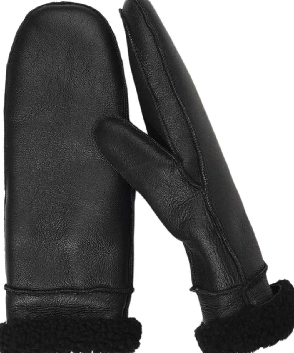 VINSON - MITTENS - SHEEP SKIN WITH CURLY SHEARLING AROUND TH>Lovelies Sale