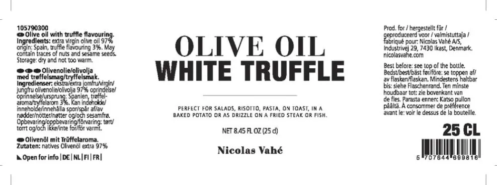 Nicolas Vahé Virgin Olive Oil - Hvid Trøffel, 25 cl. New