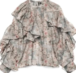 Dame Vero Moda VMSABRINA LS O-NECK FLOUNCE TOP WVN