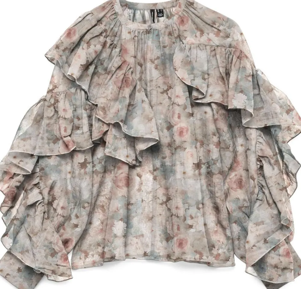 Dame Vero Moda VMSABRINA LS O-NECK FLOUNCE TOP WVN