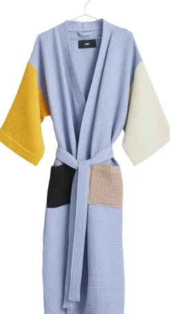 Waffle Bathrobe-Dusty blue multi>Hay Sale