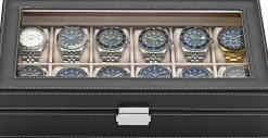 Ditur Watch Box 12 Watches Black Syntheti Sort