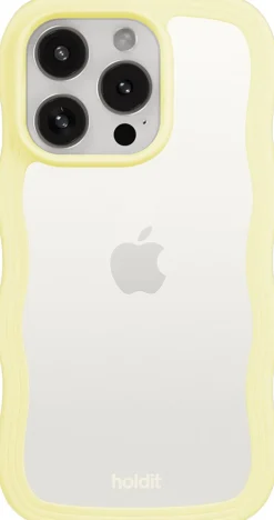 HoldIt Wavy Case iPhone 15 Pro Max Lemonade/Transparent Lys gul New