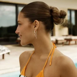 Wavy Sparkly Heart Earlines>Camille Brinch Jewellery