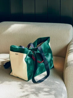 Weekend Bag (Organic)-Medium-Dark green multi>Hay New