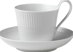 Royal Copenhagen White Fluted Cup and Saucer 24cl New