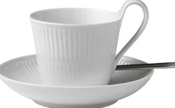 Royal Copenhagen White Fluted Cup and Saucer 24cl New