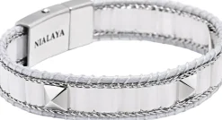 Nialaya Jade Stud Bracelet White Sale