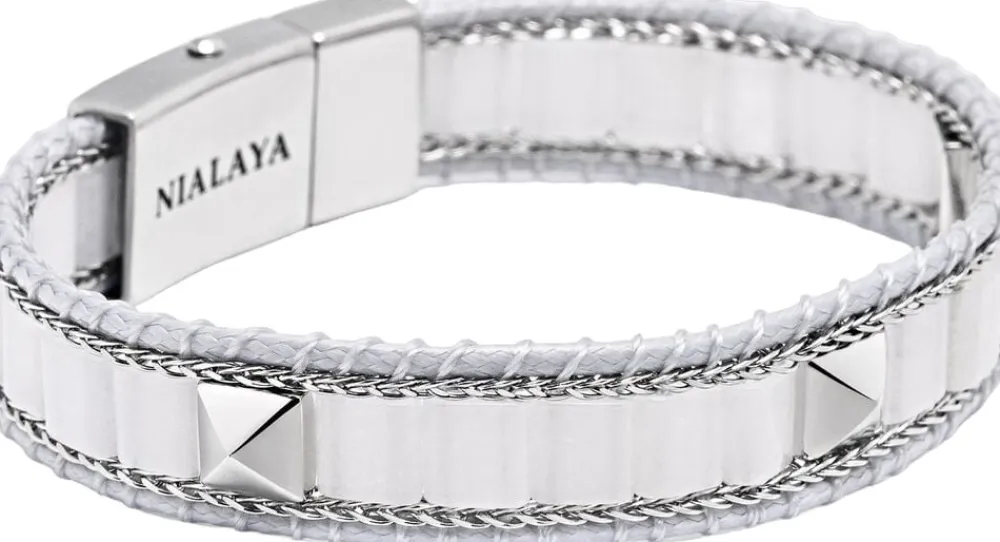 Nialaya Jade Stud Bracelet White Sale