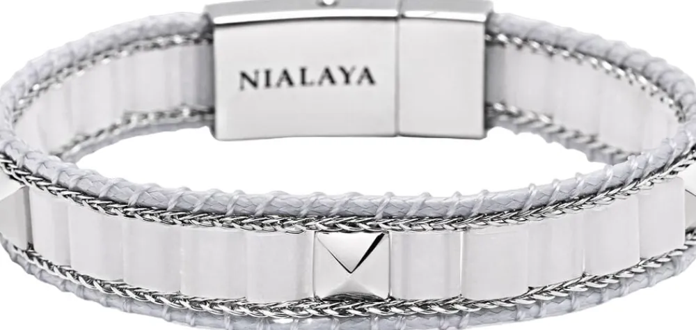 Nialaya Jade Stud Bracelet White Sale