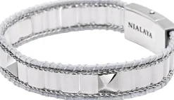Nialaya Jade Stud Bracelet White Sale
