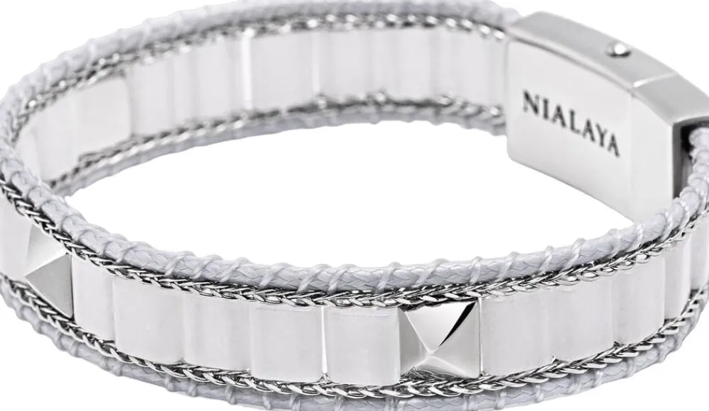 Nialaya Jade Stud Bracelet White Sale