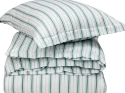 Lexington White/Eucalyptus Striped Cotton Poplin Bed Set Hot