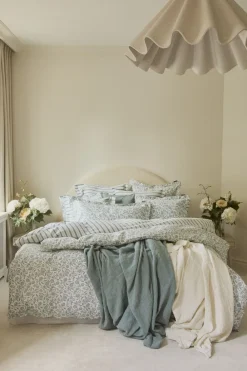 Lexington White/Eucalyptus Striped Cotton Poplin Bed Set Hot