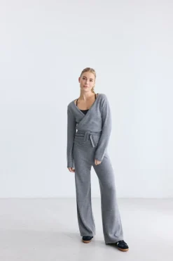 Rethinkit Studios Wool Wrap Cardigan Keep Me Light melange grey Clearance