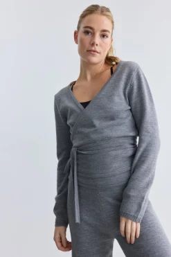 Rethinkit Studios Wool Wrap Cardigan Keep Me Light melange grey Clearance