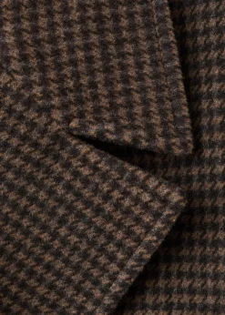 MANGO Wool-blend micro-houndstooth coat Brown Hot