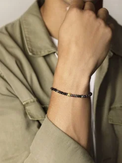 Nialaya Wristband with Dark Japanese Miyuki Beads Black / grey Hot