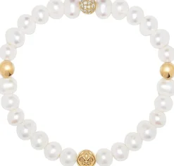 Nialaya Wristband with Pearl and Gold White Online