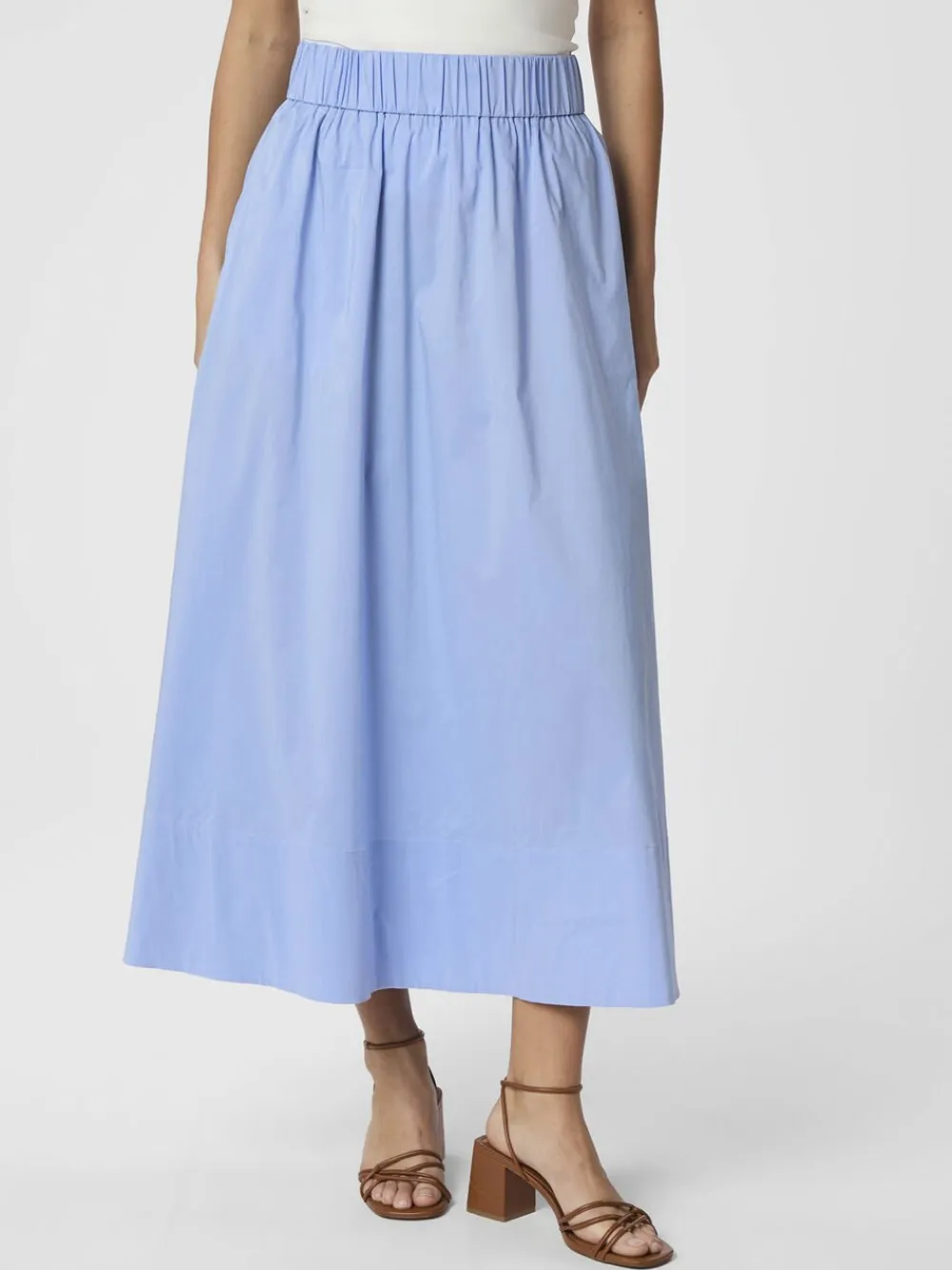 Neo Noir Yara Long Poplin Skirt Sky blue Clearance