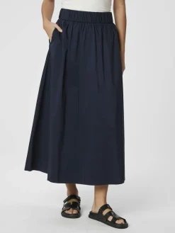 Neo Noir Yara Long Poplin Skirt Navy Outlet