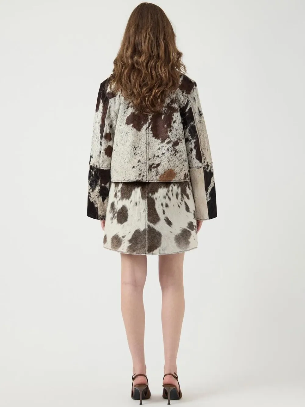 YAS CAROLINE HW COW LEATHER SKIRT - Chocolate brown/cow print Hot