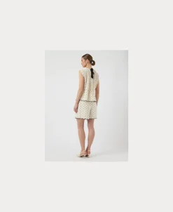 YAS DOBBY HW SHORTS Gardenia/black dobby dots Best