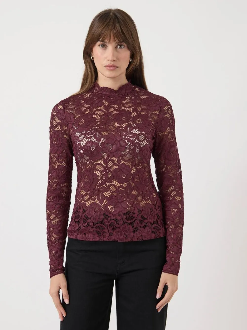 LACEY LS LACE TOP S. NOOS>YAS New
