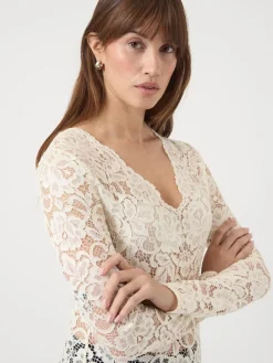 LACEY LS V-NECK LACE TOP S. NOOS>YAS Discount