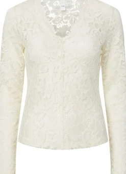 LACEY LS V-NECK LACE TOP S. NOOS>YAS Discount