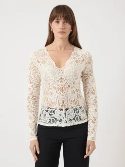 LACEY LS V-NECK LACE TOP S. NOOS><noscript><img width=